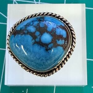 Turquoise gemstone sever, overlay stamped 925 ring size 9